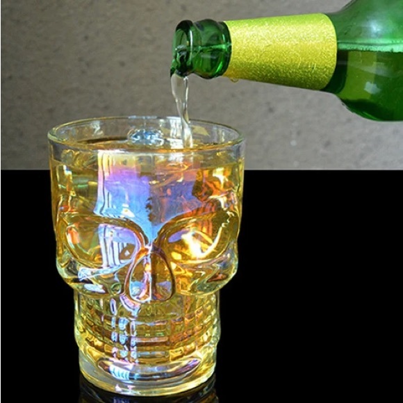 Glass Skeleton Handle Cup.Iridescent,Color,Bones Handle,Great Weight to it! - Picture 6 of 7